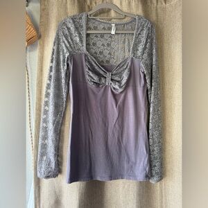 Free People Elegant Gray Lace Women's Top